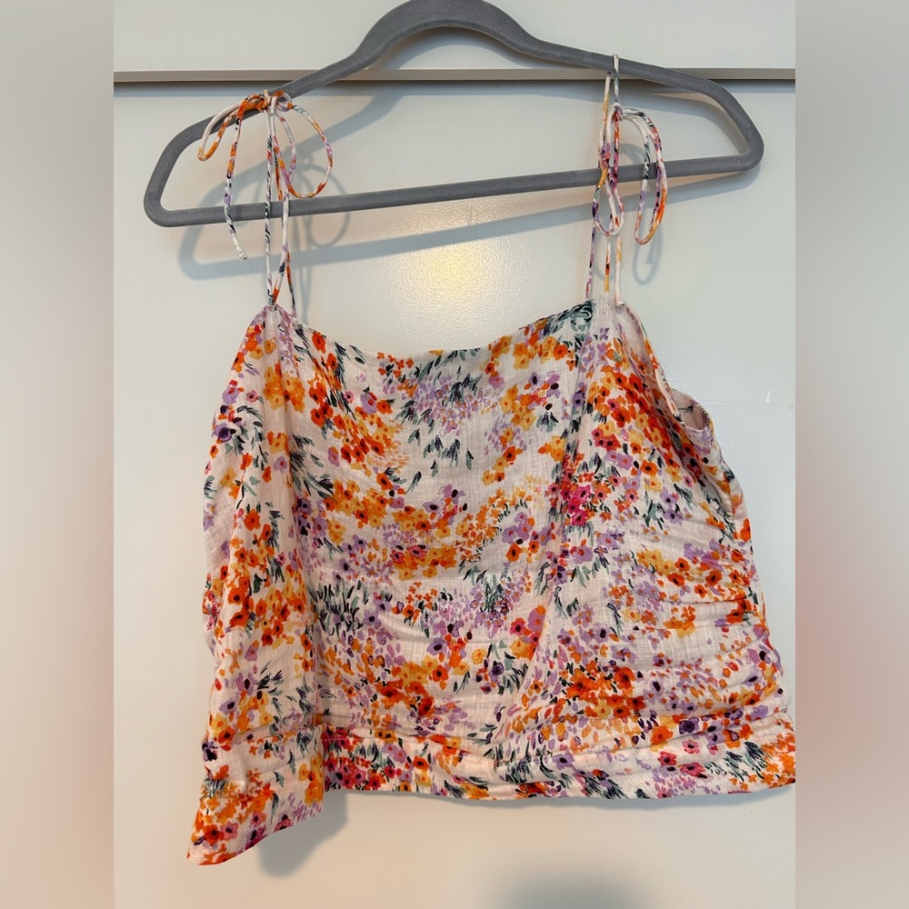 H&M floral tie strap tank L
